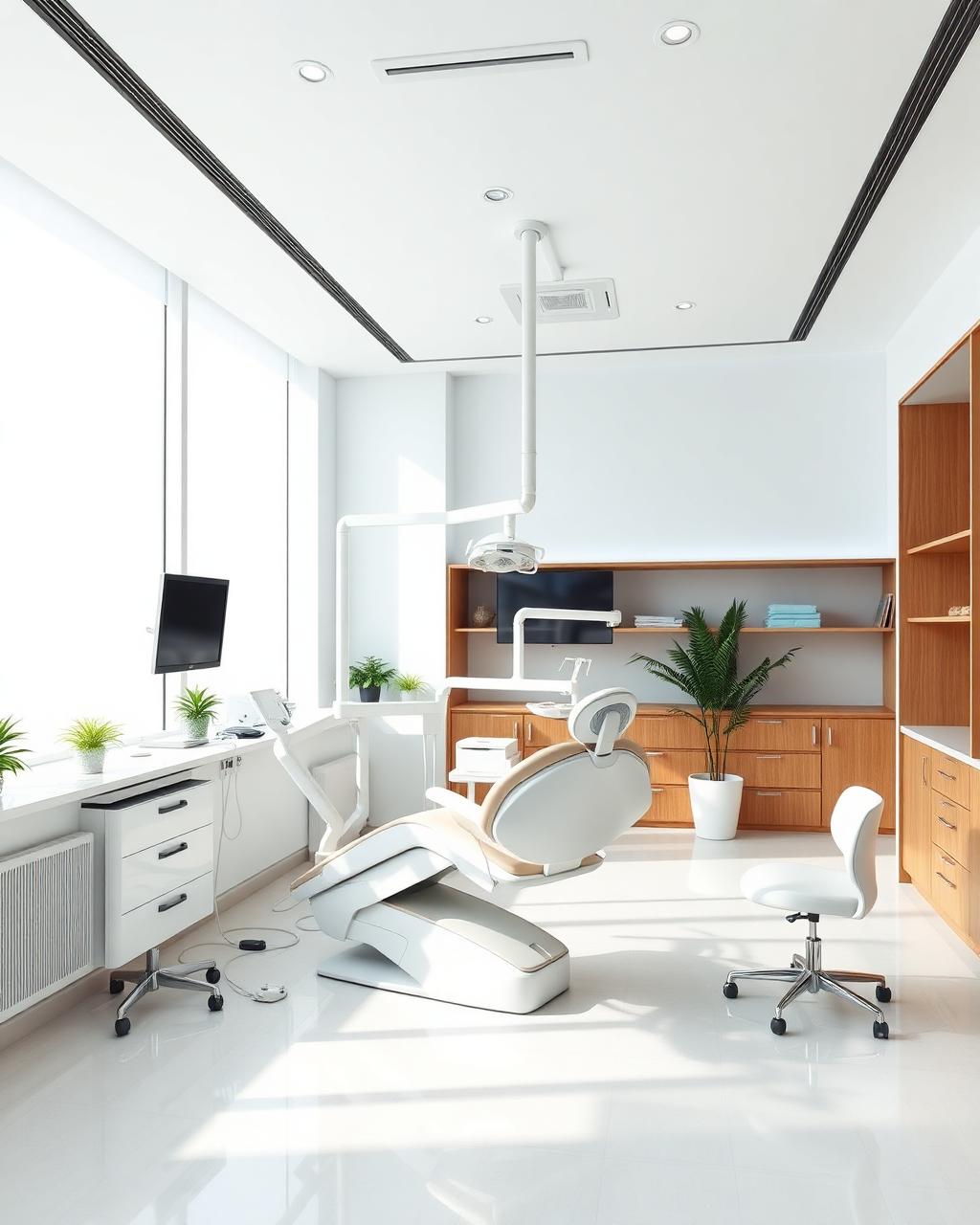 Modern bright dental clinic interior with advanced equipment