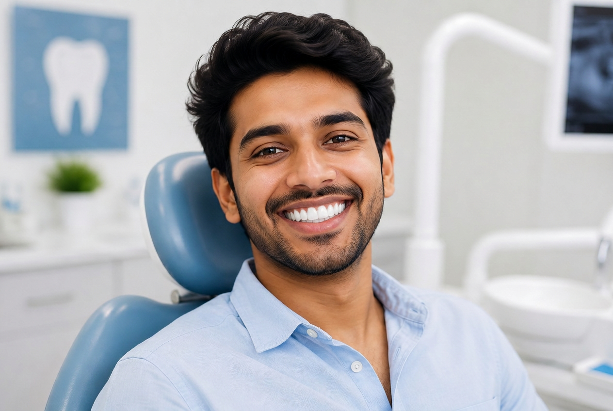 After smile transformation with pure white teeth